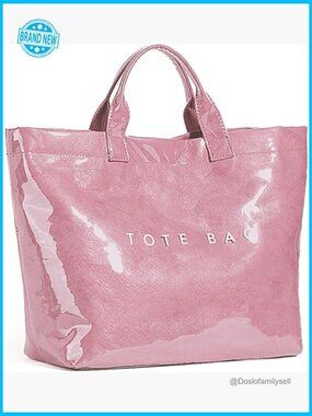Large PVC Tote Bag Clear Shopping Handbag Letter Print Tear-Resistant Travel